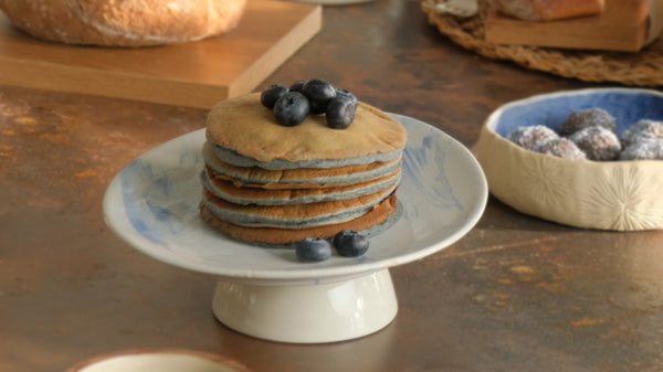 Fluffy Oat Pancakes with Gunam Blue Spirulina