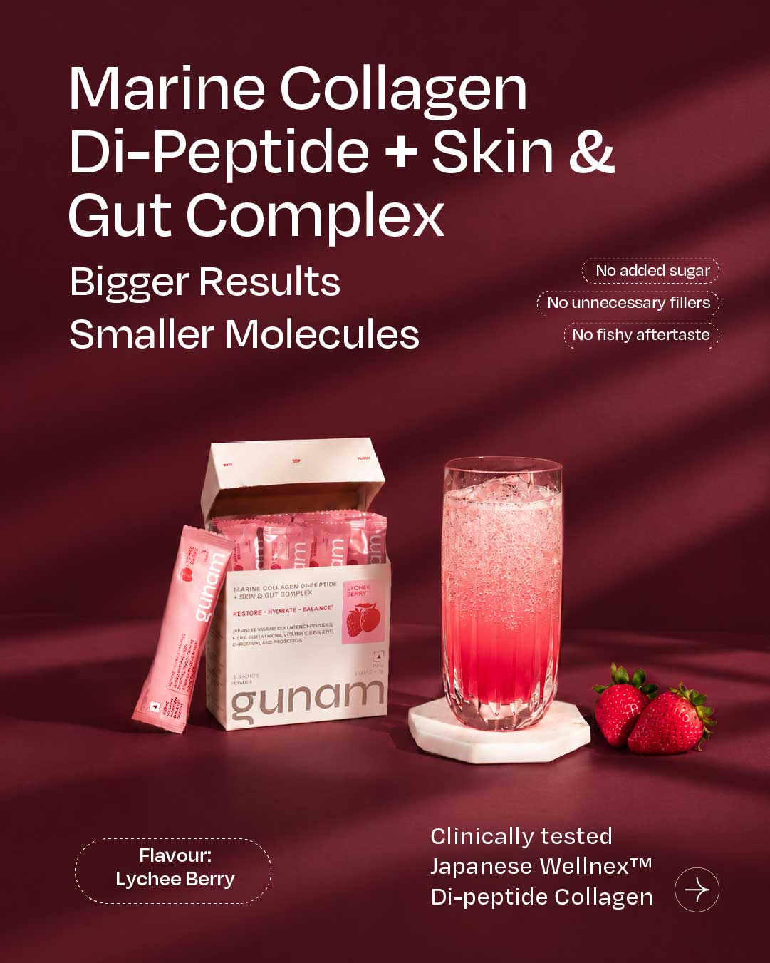 Marine Collagen Di-peptide + Skin & Gut Complex - Lychee Berry